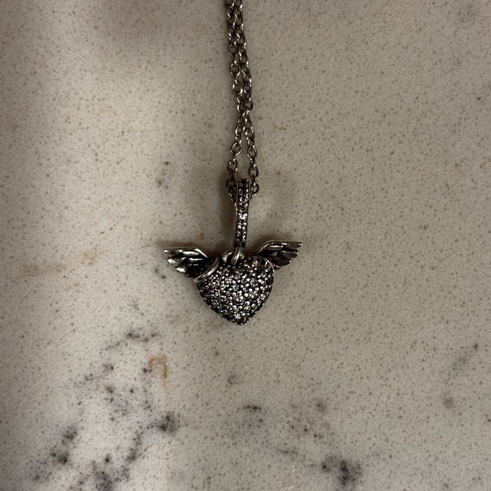 Pandora Heart Wing Pendant Necklace